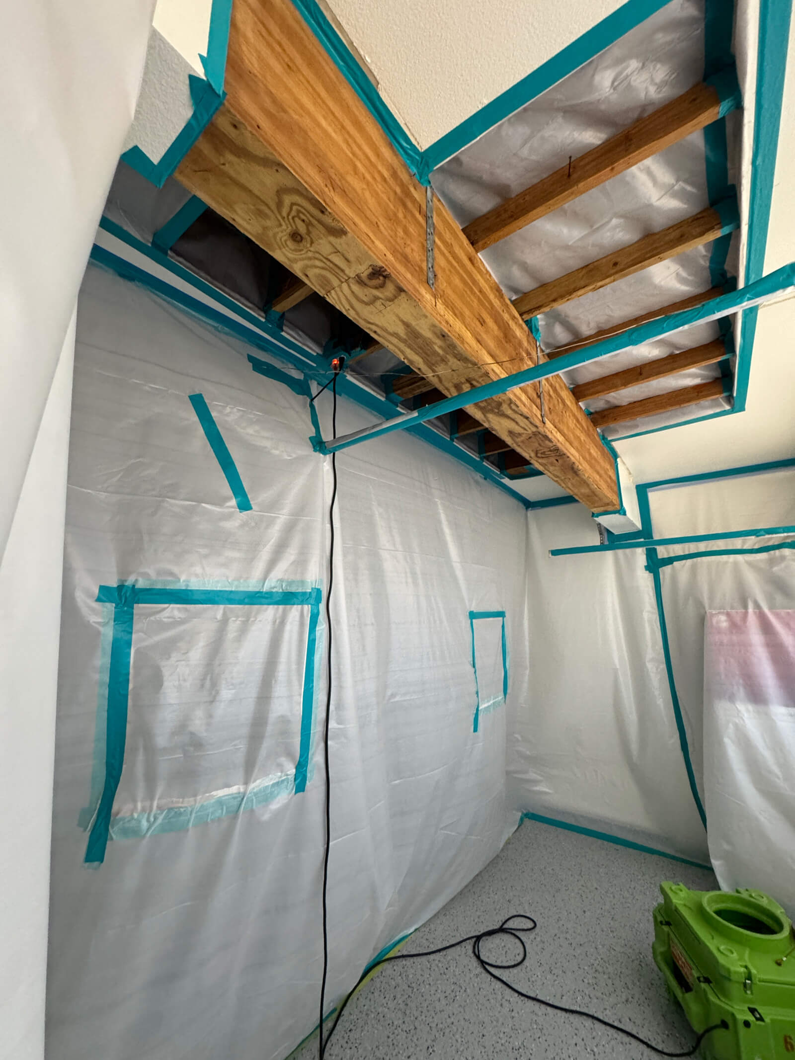 Site containment zone established for professional bacterial decontamination and clearance.