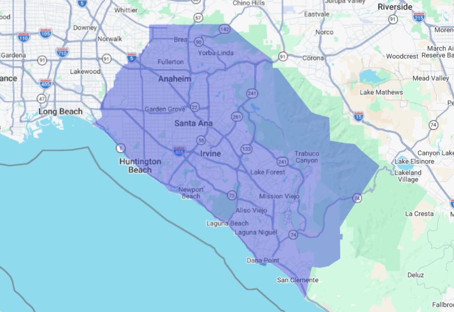 placentia service area map