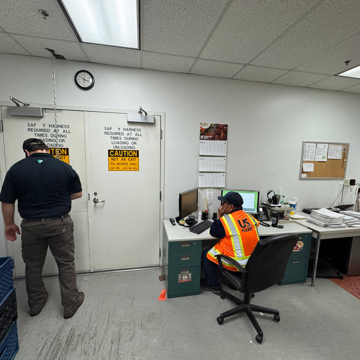 Environmental specialist conducting an ambient mold investigation in a commercial office space for Clear Tech Pools.