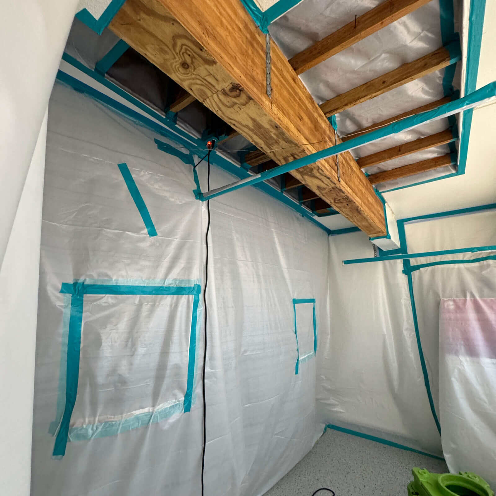 Site containment zone established for professional bacterial decontamination and clearance.