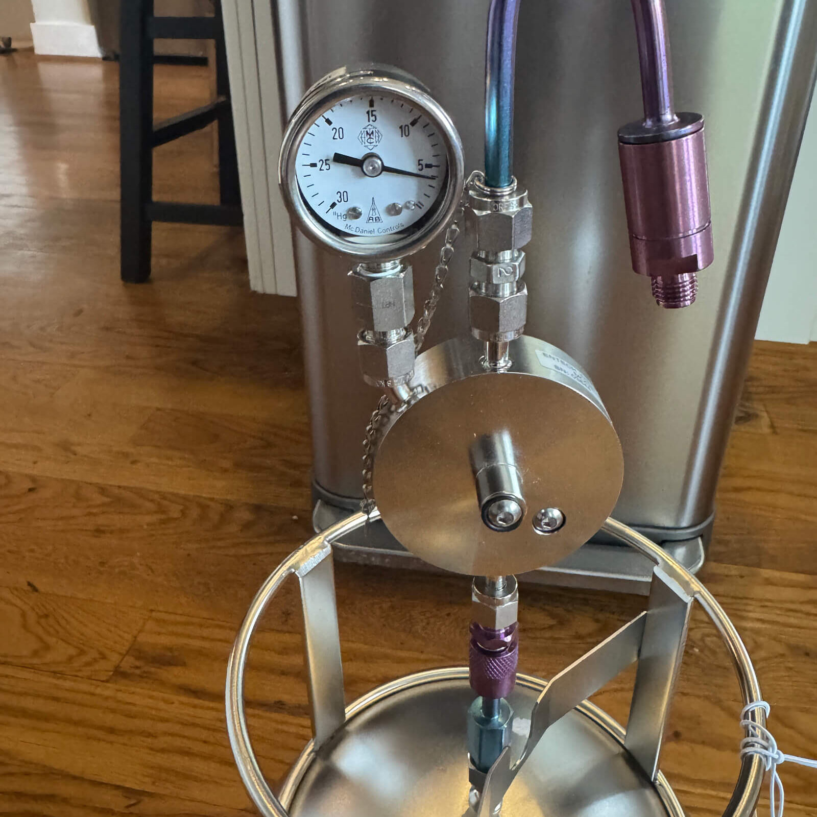 A vacuum canister setup used by Vert Environmental for volatile organic compound (VOC) testing and analysis.